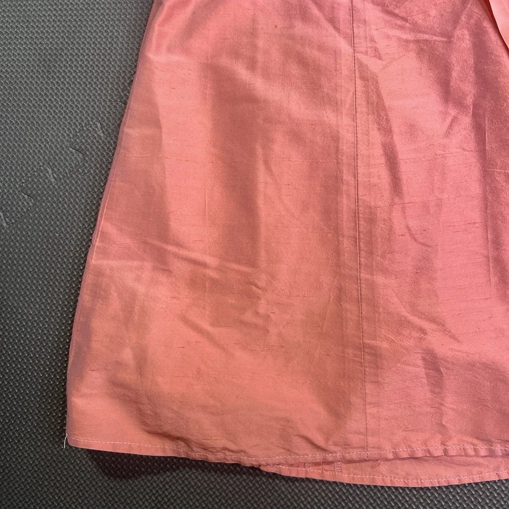 Cicada Strapless Red Silk Dress‎ Fit & Flare Cocktail Formal USA Made Med Orange - Picture 5 of 12